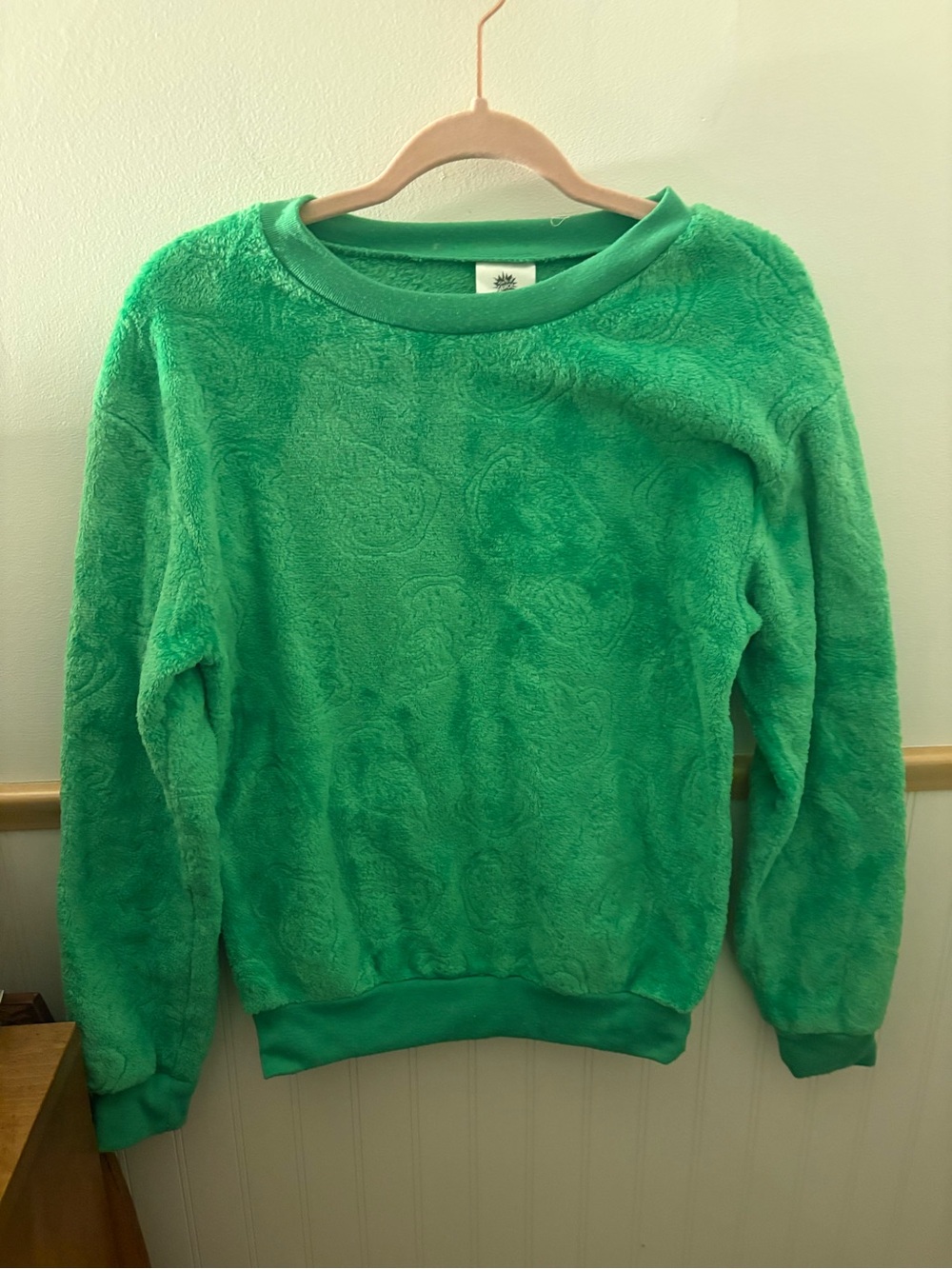 The Grinch Green Plush Fleece Sweatshirt XS 1 Embossed Faces Christmas